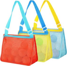 3 Pack Beach Toys Mesh Beach Bag Seashell Bag Sand Toy Shell Collecting For Holding Shells Swimming Pool Storage With Adjustable Carrying Straps For B