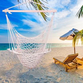 Two Cotton Rope Hanging Chairs In Beige Color
