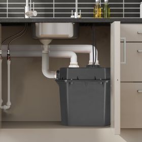 Utility Sink Pump, 1/3 HP, 120-Volt, 2900 GPH Flow, 25 Ft Head, Under-Sink Sump Pump System With 6 Gallon Basin, Automatic Utility/Laundry Sink Pump,