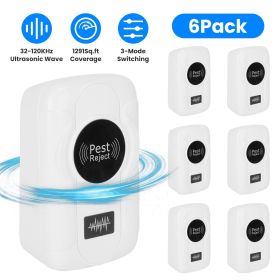 Ultrasonic Insect Repellent Set of 6 - Dual Sound-Wave & 3-Mode, Safe for All Rooms - Plug-in Bug & Rodent Repellent for Home