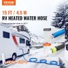 VEVOR 15ft Heated Water Hose for RV, Heated Drinking Water Hose with Corrugated Cover Antifreeze to -45 Fahrenheit , Automatic Self-regulating