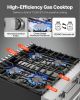 Gas Range Oven, 29.9 Inches Width, Freestanding Stainless Steel Stove and Oven with 4 Sealed Cooktop Burners, Easy Reach Racks, Halogen Light