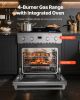 Gas Range Oven, 29.9 Inches Width, Freestanding Stainless Steel Stove and Oven with 4 Sealed Cooktop Burners, Easy Reach Racks, Halogen Light