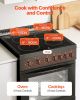 24 in Electric Range Oven, 2.7 Cu. Ft. Capacity Compact Freestanding Oven, Stainless Steel Kitchen Stove with 4 Burners, Easy Reach Rack