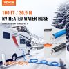 VEVOR 100ft Heated Water Hose for RV, Heated Drinking Water Hose with Corrugated Cover Antifreeze to -45 Fahrenheit , Automatic Self-regulating