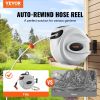 VEVOR Retractable Hose Reel, 130 ft x 1/2 inch, 180Â° Swivel Bracket Wall-Mounted, Garden Water Hose Reel with 9-Pattern Nozzle, Automatic Rewind