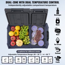 Car Refrigerator, 12 Volt Car Refrigerator Fridge, 32 L Dual Zone Portable Freezer, -4-68 F Adjustable Range