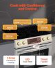 30 in Electric Range Oven, 4.8 Cu. Ft. Capacity Compact Freestanding Oven, Stainless Steel Kitchen Stove, with 5 Burners, Timer, Self-Cleaning