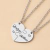2 PCS Love Daughter Mother Puzzle Heart Pendant Necklace Silver Stainless Steel Mothers Day Jewelry Gifts