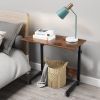 Adjustable Height Mobile Computer Desk 80cm Vintage Wood Desk with Panel Black Steel Frame Rolling Workstation Particle Board Desktop for Home Office
