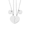 2 Pieces Stainless Steel Heart-shaped Puzzle Pendant Necklace