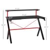 47 Inch Gaming Desk Racing Computer Desk Home Office Workstation with Elevated Monitor Shelf Rotatable Cup Holder Headphone Hook, Black