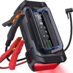 3000A Portable Car Emergency Starter Power Supply With Inflator Function 150PSI Digital Tire Inflator 12V Car Battery Charger With LED Lighting LCD Di