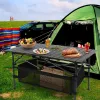 220 Lb Capacity Foldable Camping Table Aluminum Top & Steel Frame With Mesh Basket Portable BBQ Picnic Beach Table Includes Carry Bag