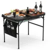 35.43x23.62x26in Foldable Camping Table Collapsible Picnic Aluminum Alloy Grill Stand 66LBS Max Load Height Adjustable BBQ Table With Adjustable