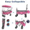 Collapsible Wagon 140L Wagons Carts Foldable With Removable Canopy, Folding Wagon Cart With Wheels For All-Terrain With Brake, Foldable Wagon With Coo