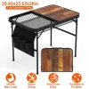 35.43x23.62x26in Foldable Camping Table Collapsible Picnic Aluminum Alloy Grill Stand 66LBS Max Load Height Adjustable BBQ Table With Adjustable