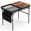 35.43x23.62x26in Foldable Camping Table Collapsible Picnic Aluminum Alloy Grill Stand 66LBS Max Load Height Adjustable BBQ Table With Adjustable