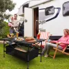 220 Lb Capacity Foldable Camping Table Aluminum Top & Steel Frame With Mesh Basket Portable BBQ Picnic Beach Table Includes Carry Bag