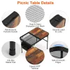 35.43x23.62x26in Foldable Camping Table Collapsible Picnic Aluminum Alloy Grill Stand 66LBS Max Load Height Adjustable BBQ Table With Adjustable