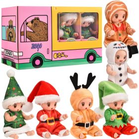 Mini Reborn Baby Dolls, 6 Pcs Mini Doll Set, Washable Lifelike Baby Dolls, Animal Clothes Cute Tiny (Option: X15106A6)