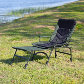 Camping Lounge Chair With Removable Footrest (Option: Blackgreenlong)