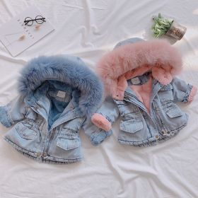 Girl denim coat (Option: Pink-120cm)
