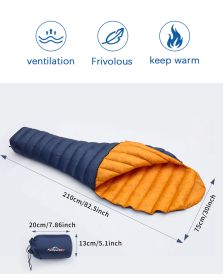 Kamperbox Ultra Light Down Sleeping Bag Outdoor Camping Sleeping Bag UL250 (Color: Blue)
