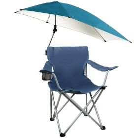 1Pc Foldable Beach Chair With Sun Canopy Cup Holder Carry Bag Adjustable Armrest Detachable Umbrella 220.5lbs Max Load Fedex Shipping (Color: Blue)