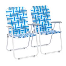 2pcs Blue And White Striped Beach Chairs (Option: Beach chairs)