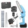 Electric Mini Chainsaw Portable Handheld Cordless Small Chain Saw Battery Powered (Option: Blue)