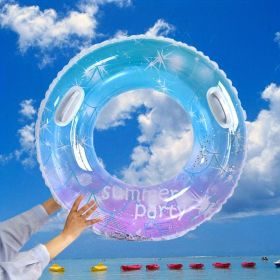 Adult's Cartoon Print Swimming Ring; Thickened Sequin Swimming Floats For Pool Beach Sea Summer (Color: Starry Sky)
