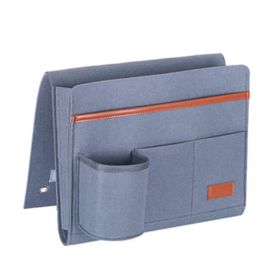 Felt Hanging Bag Bedside Couch Storage Organizer Bed Holder Pockets Bed Pocket Sofa Organizer Pockets Book Holder (Color: Grey)