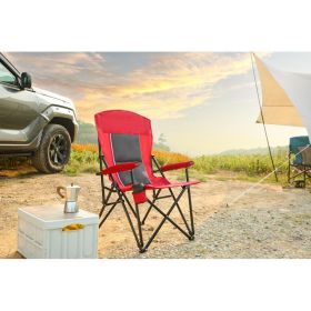 High Back Heavy Duty Red Portable Foldable Lawn Chair With Cup Holder (Color: Red)