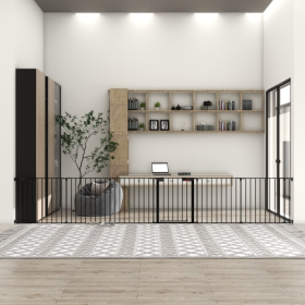 150 Adjustable Safety Gate 6 Panels Play Yard Metal Doorways Fireplace Fence Christmas Tree Fence Gate For House Stairs Gate Prohibited Area Fence (Option: Black)