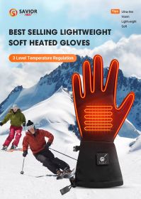 Winter Motorcycle Fashionable USB Heating Snowboarding Gloves Waterproof Windproof Touch-Screen Features Skiing (Option: Black-S)