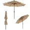 10FT 3-Tier Solar Patio Umbrella With 32 LED Lights, Outdoor Umbrellas With Push Button Tilt And Crank