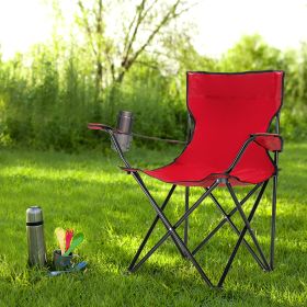 Camping Chair, Black Frame Red Oxford Cloth (Color: Red)