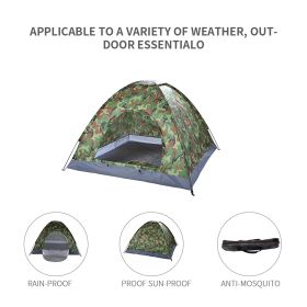 3-4 People Camouflage Portable Camping Tent With Silver Tape And Fiberglass Pole (Option: Camouflage)