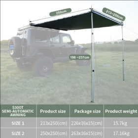 Fast Open Sun Shade Retractable Vehicle Side Awning For Car (Option: Balck)