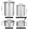 30QT Turkey Pot, 10QT Fish Pot, Four Piece Set, Black Circular Iron Frame, Silver Aluminum Pot, Gas Fryer