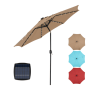 10ft Solar Polyester 32 LED Lighted Patio Umbrella With Tilt Adjustment And UV-Resistant Fabric (Color: Red)