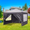 10x10ft Dark Grey 4 Sides-2 Doors, 2 Windows, Folding Shed, Oxford Cloth, Sprayed Iron Pipe, Portable