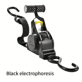 Automatic Ratchet Tension Belt Tensioner, Steel, Heavy Duty Harness For Luggage, Motorcycle And Cargo Holding, With Automatic Belt Recovery Function, (Option: Black)