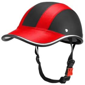 Safety Bicycle Helmet Adjustable Windproof Bike Helmet Sunshade Baseball Cap Anti UV Cycling Motorcycle Hat Leather Helmet (Option: Black)