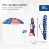 5.7' Beach Umbrella For Travel With Tilt, Vent, Flounce, Portable Outdoor Umbrella, American National Flag Pattern
